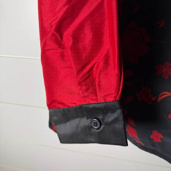 NWT Koos of Course! 2 pc Set Jacket Tank Top Large Red Black Floral 100% SILK - Picture 6 of 14